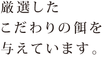 厳選したこだわりの餌を与えています。